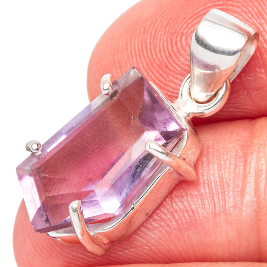 Faceted Amethyst Pendant 1 1/8" (925 Sterling Silver) P42987