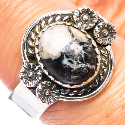 Exclusive White Buffalo Turquoise Ring Size 7 Adjustable (.925 Sterling Silver)