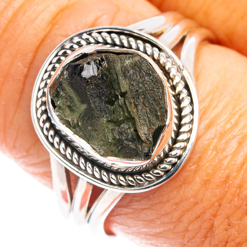 Rare Moldavite Ring Size 9 (.925 Sterling Silver)