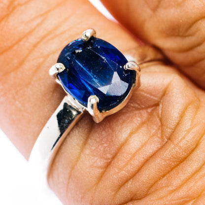 Faceted Sapphire Blue Kyanite Ring Size 7.75 (.925 Sterling Silver)