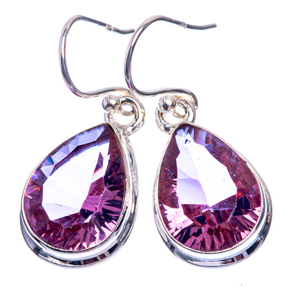 Faceted teardrop drop earrings in sterling silver with violet gemstone drops