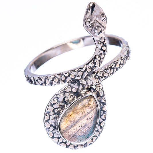 Labradorite Snake Ring Size 8.25 (925 Sterling Silver) R3316