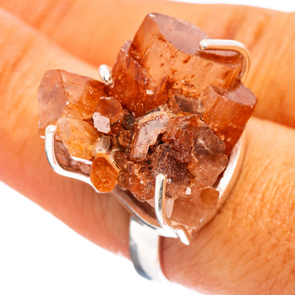 Raw Orange Aragonite Ring Size 8.25 (.925 Sterling Silver)