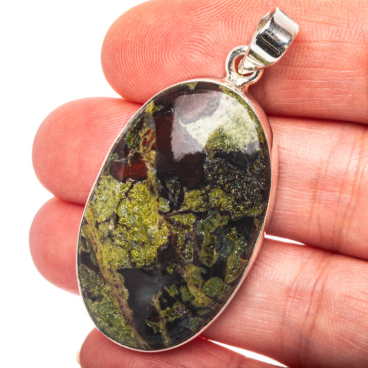 Dragon's Blood Stone Pendant 2" (.925 Sterling Silver)