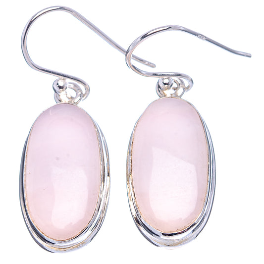 Oval pink opal drop earrings in .925 sterling silver, with polished hook backs