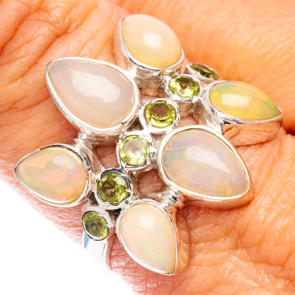 Signature Natural Ethiopian Opal, Peridot Ring Size 9 (925 Sterling Silver) R1802