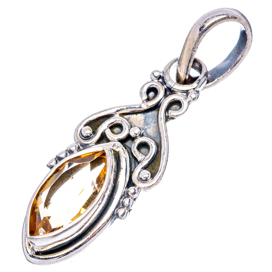 Citrine pendant in .925 sterling silver with oval yellow gemstone and loop bail