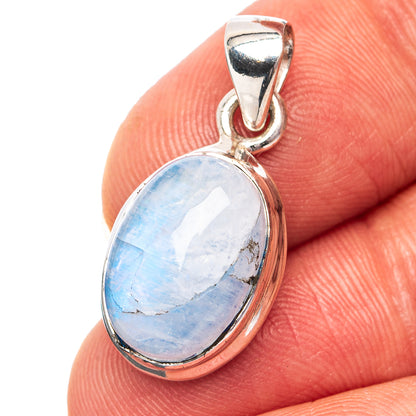 Rainbow Moonstone Pendant 1" (.925 Sterling Silver)