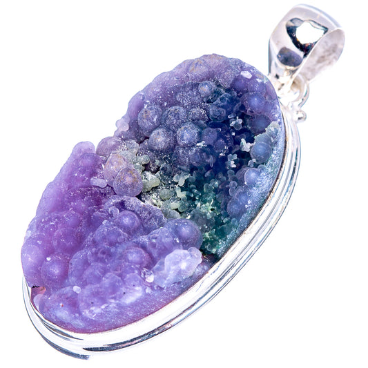 Grape agate pendant in .925 sterling silver teardrop with purple druzy center