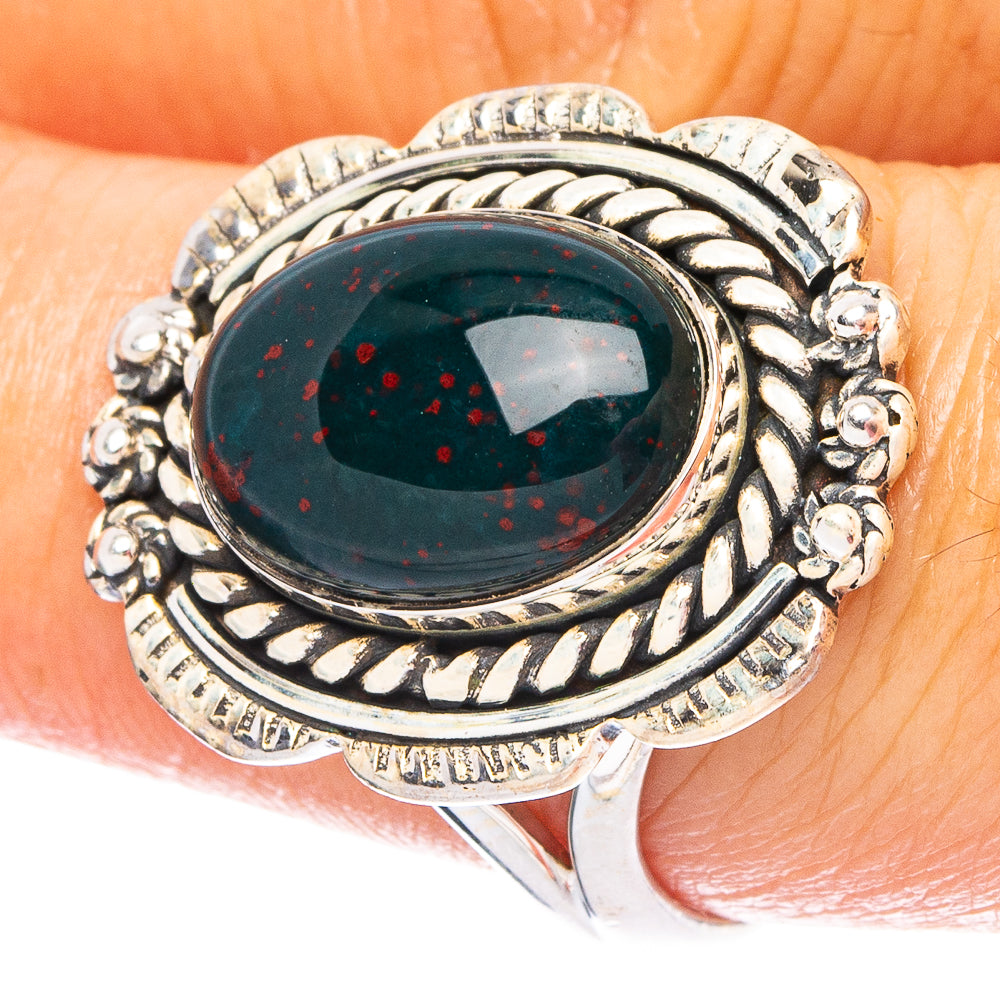 Bloodstone 925 Sterling Silver Ring Size 8 (925 Sterling Silver) R6142