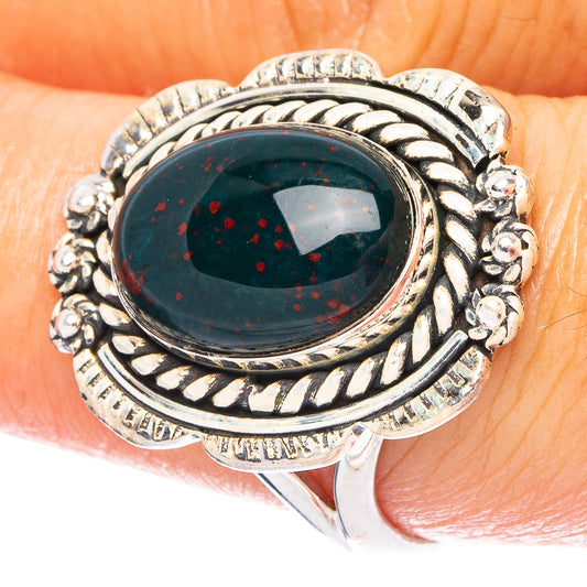 Bloodstone 925 Sterling Silver Ring Size 8 (925 Sterling Silver) R6142