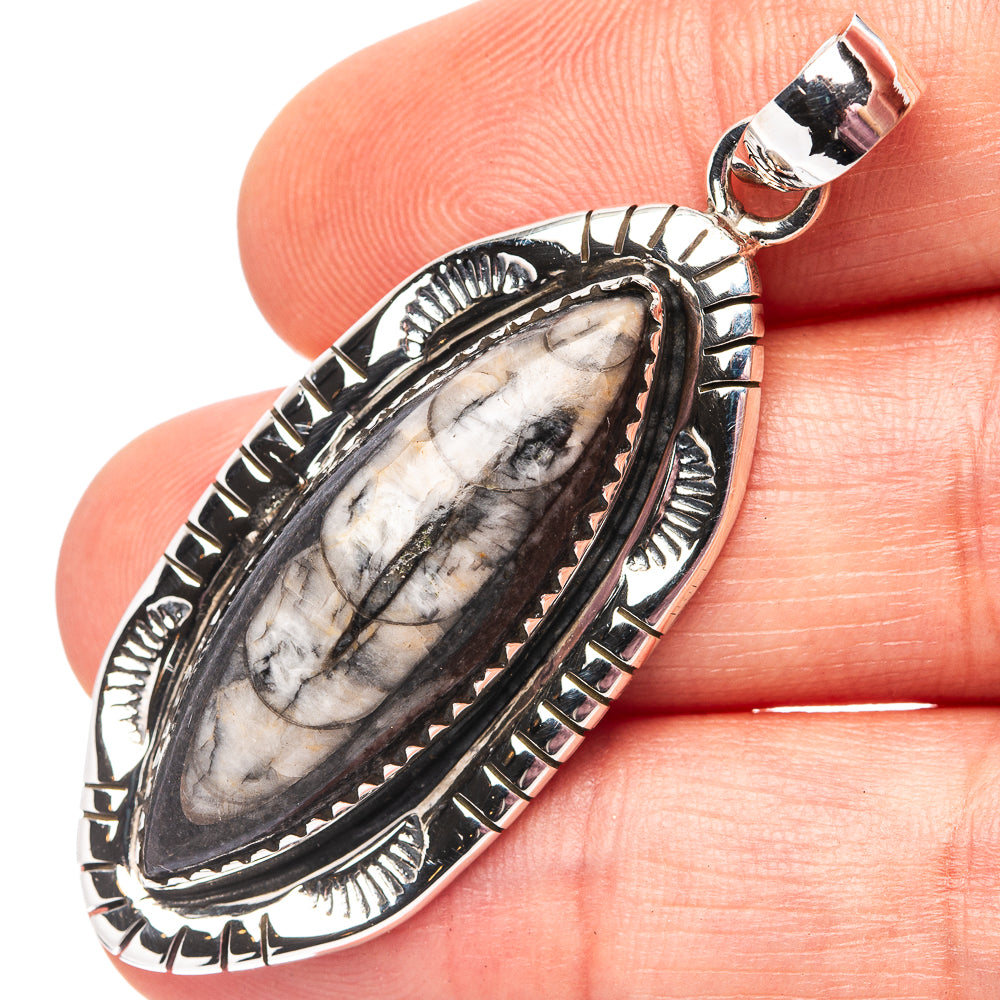 Premium Orthoceras Fossil Pendant 2" (.925 Sterling Silver)