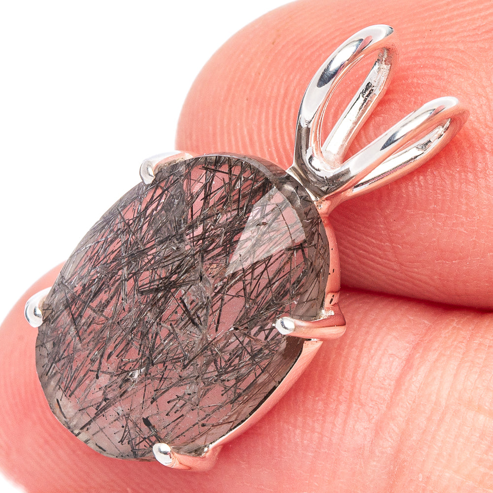 Value Tourmalinated Quartz Pendant 7/8" (925 Sterling Silver) P44435