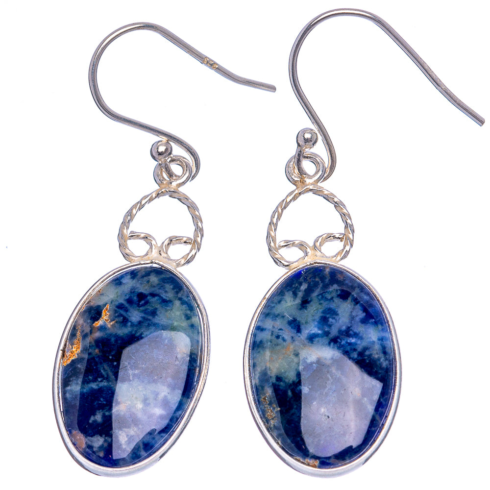 Sodalite Earrings 1 3/4" (.925 Sterling Silver)