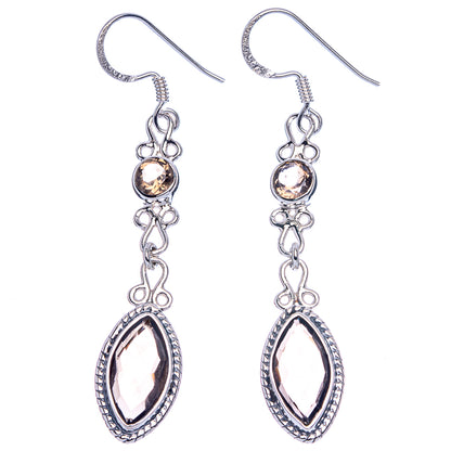 Premium Smoky Quartz Earrings 2 1/4" (925 Sterling Silver) E1192