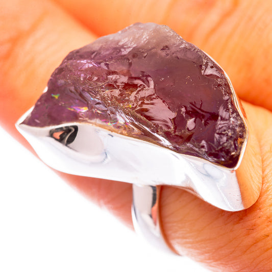 Large Rough Amethyst Ring Size 8 (925 Sterling Silver) R141007