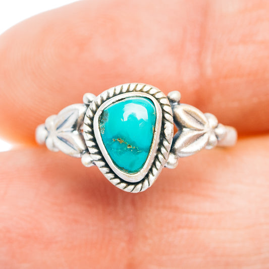 Sterling silver turquoise teardrop ring, bright blue stone in oval frame