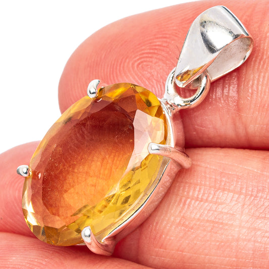 Faceted Citrine Pendant 1 1/8" (925 Sterling Silver) P43016