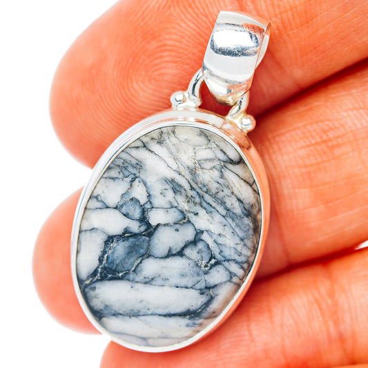 Pinolith Jasper Pendant 1 3/8" (.925 Sterling Silver)