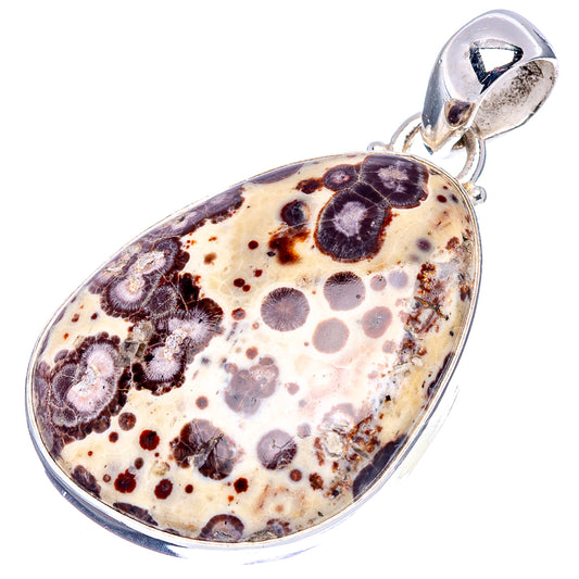 Sterling silver pendant with oval asteroid jasper stone, silver bail detail