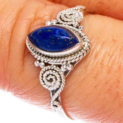 Lapis Lazuli Dainty Ring Size 8.5 (925 Sterling Silver) R1074