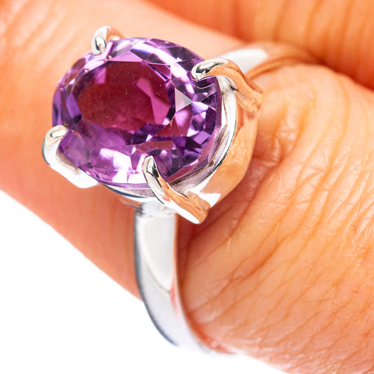 Faceted Amethyst Ring Size 9 (925 Sterling Silver) R4505