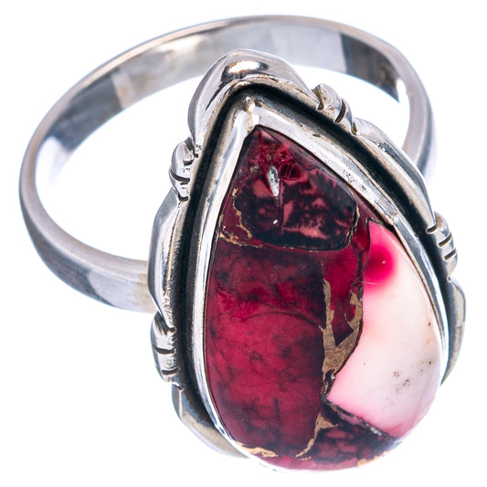 Sterling silver oval gemstone ring with red cabochon in ornate prong bezel