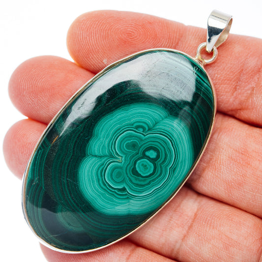 Premium Malachite Pendant 2 1/2" (.925 Sterling Silver)