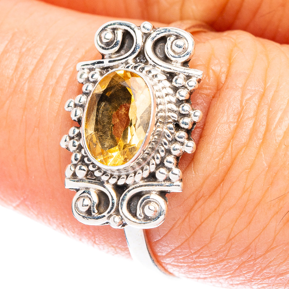 Faceted Citrine Dainty Ring Size 8 (925 Sterling Silver) R146994
