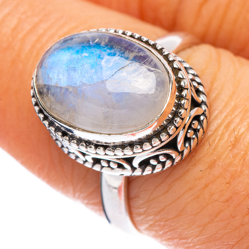 Rainbow Moonstone Ring Size 7.5 (925 Sterling Silver) R146194