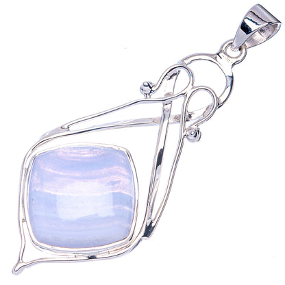 Premium Blue Lace Agate Pendant 2 1/4" (925 Sterling Silver) P41861