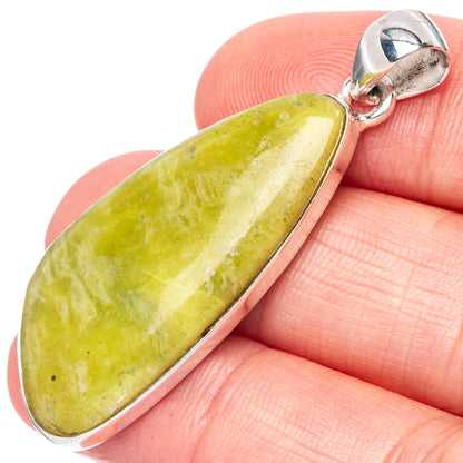 Serpentine Stone Pendant 1 7/8" (925 Sterling Silver) P42206
