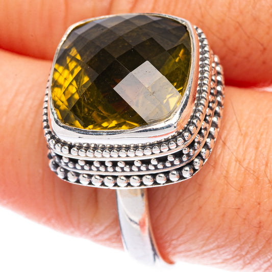 Faceted Olive Quartz Ring Size 9.75 (925 Sterling Silver) R144558