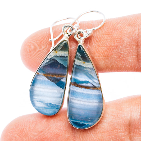 Rare Aquatine Lemurian Calcite Earrings 1 3/4" (.925 Sterling Silver)
