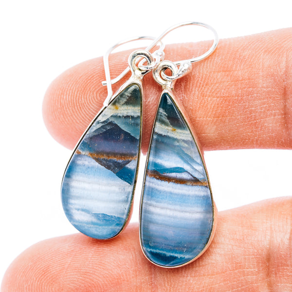 Rare Aquatine Lemurian Calcite Earrings 1 3/4" (.925 Sterling Silver)