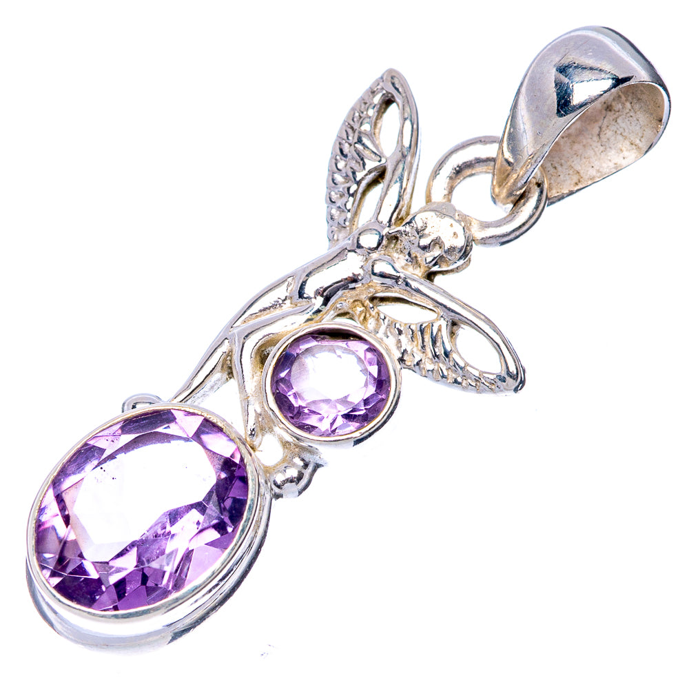 Faceted Amethyst Fairy Pendant 1 3/8" (925 Sterling Silver) P41152