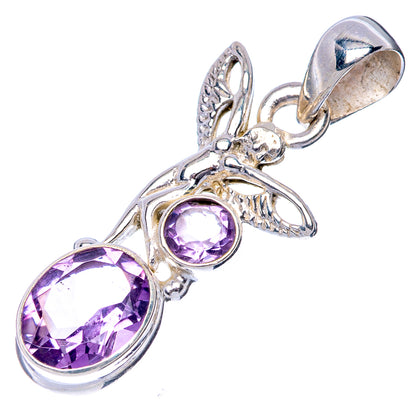 Faceted Amethyst Fairy Pendant 1 3/8" (925 Sterling Silver) P41152
