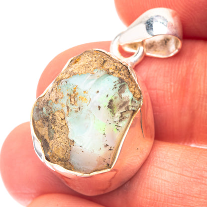 Raw Ethiopian Opal 925 Sterling Silver Pendant 1 1/4" (925 Sterling Silver) PD38650