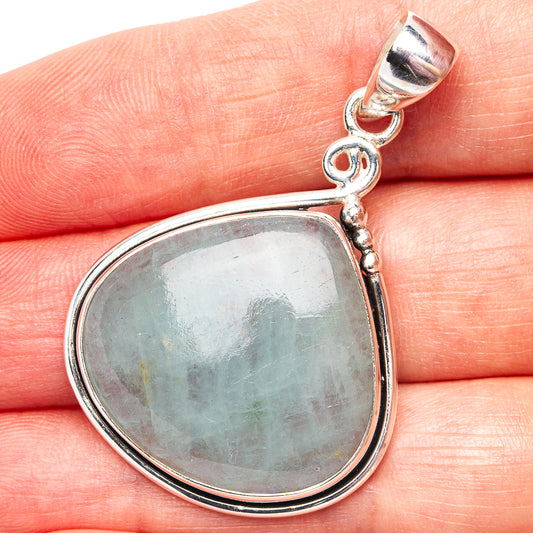 925 sterling silver aquamarine teardrop pendant with loop bail and bezel setting