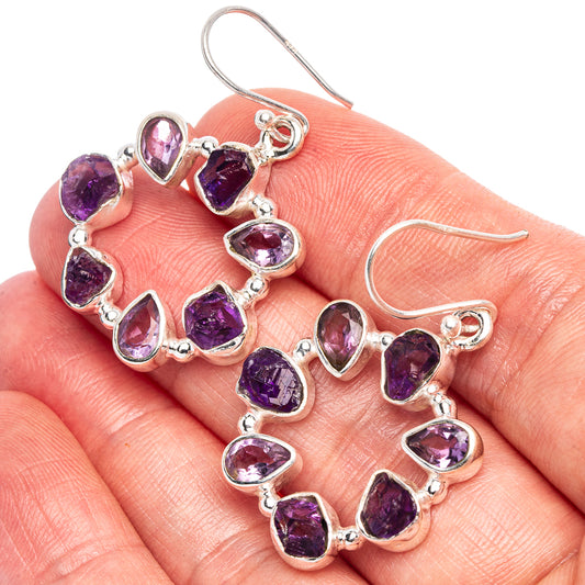 Premium Faceted Amethyst Earrings 1 1/2" (925 Sterling Silver) E1816