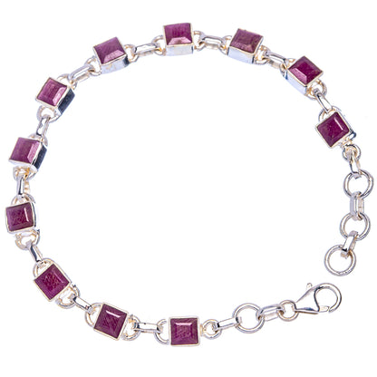 Ruby Bracelet 7 3/8 To 8 1/8" (925 Sterling Silver) B90355