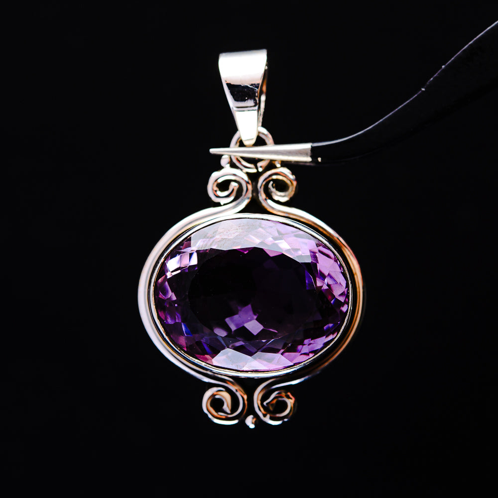 20.87ct Faceted Brazilian Amethyst Pendant 1 5/8" (.925 Sterling Silver)