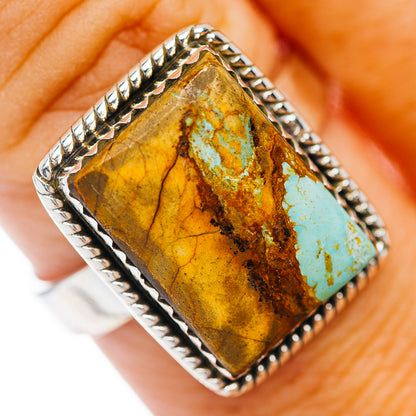 Kingman Turquoise Ring Size 8 Adjustable (.925 Sterling Silver)