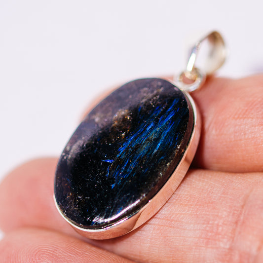 Arfvedsonite Pendant 1 1/2" (.925 Sterling Silver)