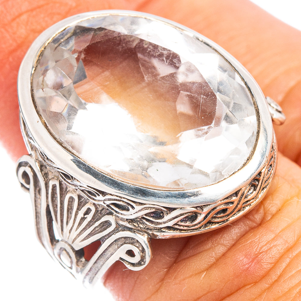 (Classic Series) White Quartz Ring Size 5.25 (.925 Sterling Silver)