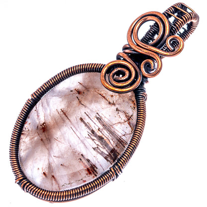 Rutilated Quartz Wire Wrap Pendant 2 1/4" (Oxidized Copper)