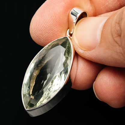 Premium 20ct Faceted Prasiolite Pendant 1 5/8" (.925 Sterling Silver)