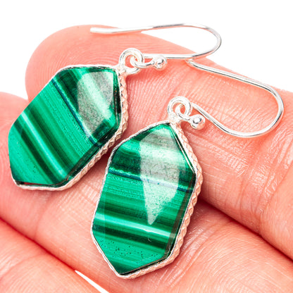 Malachite Earrings 1 3/8" (925 Sterling Silver) E1462
