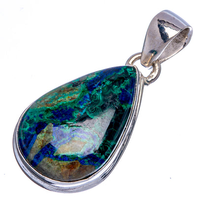 Azurite In Malachite Pendant 1 3/8" (925 Sterling Silver) P40278