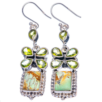 Premium Variscite, Peridot Earrings 2 1/8" (925 Sterling Silver) E1630